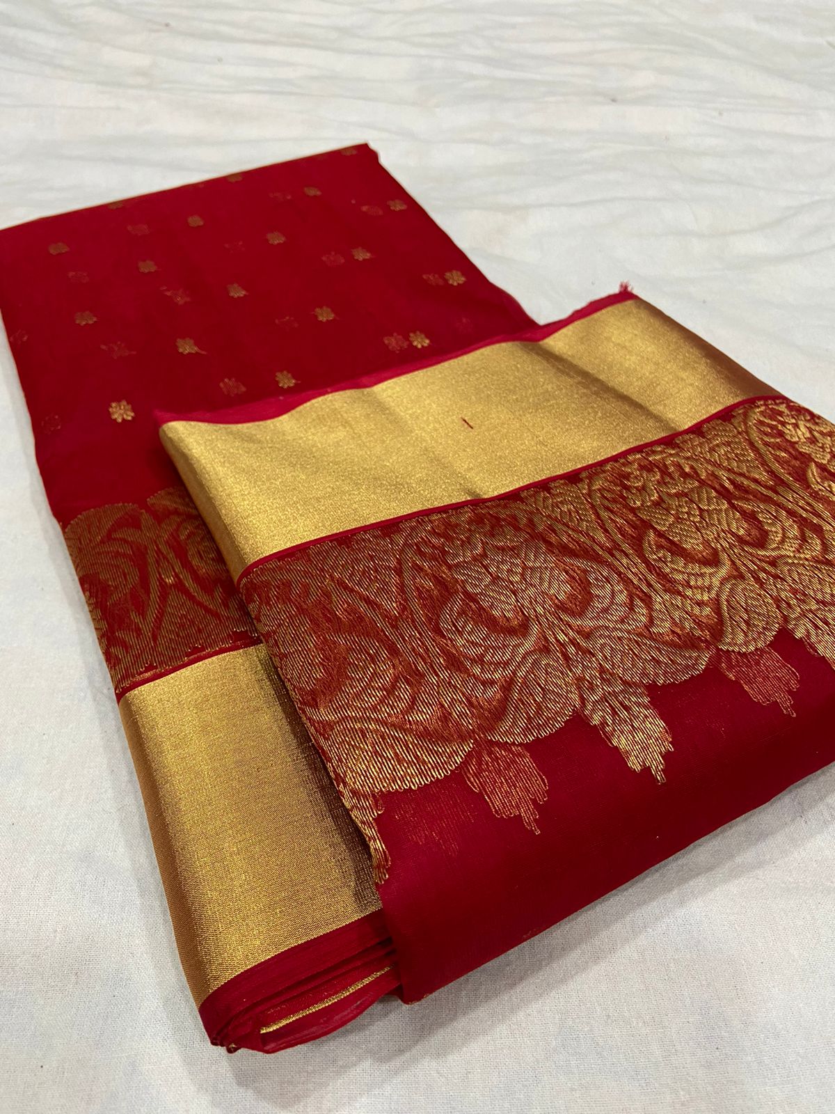 Handwoven Japanese Maple Color Organza Chanderi Katan Silk Saree - Authentic Chanderi silk sarees Chanderi Saree - View 4