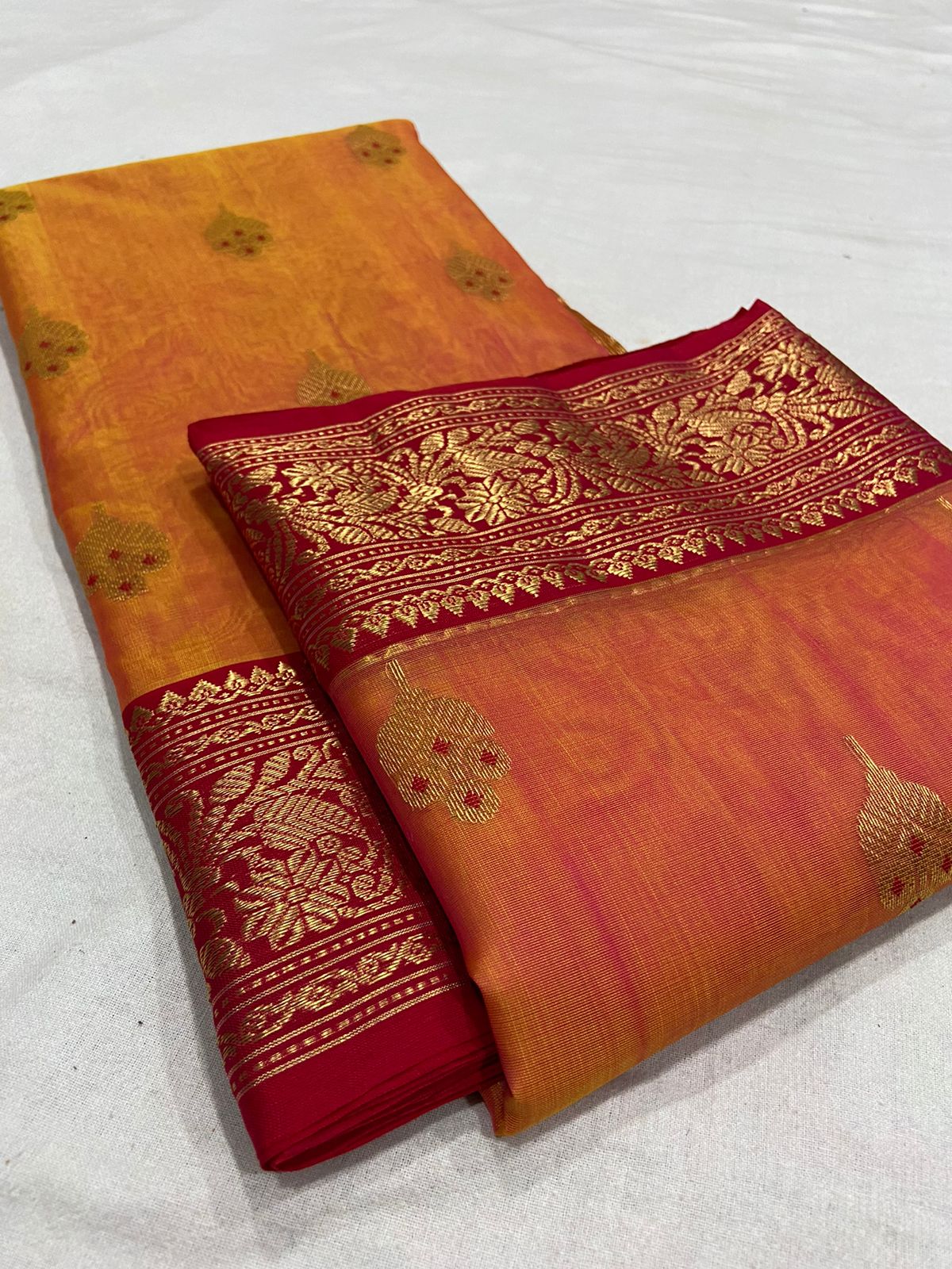 Handwoven Jasper Color Organza Chanderi Katan Silk Saree - Authentic Chanderi silk sarees Chanderi Saree - View 3