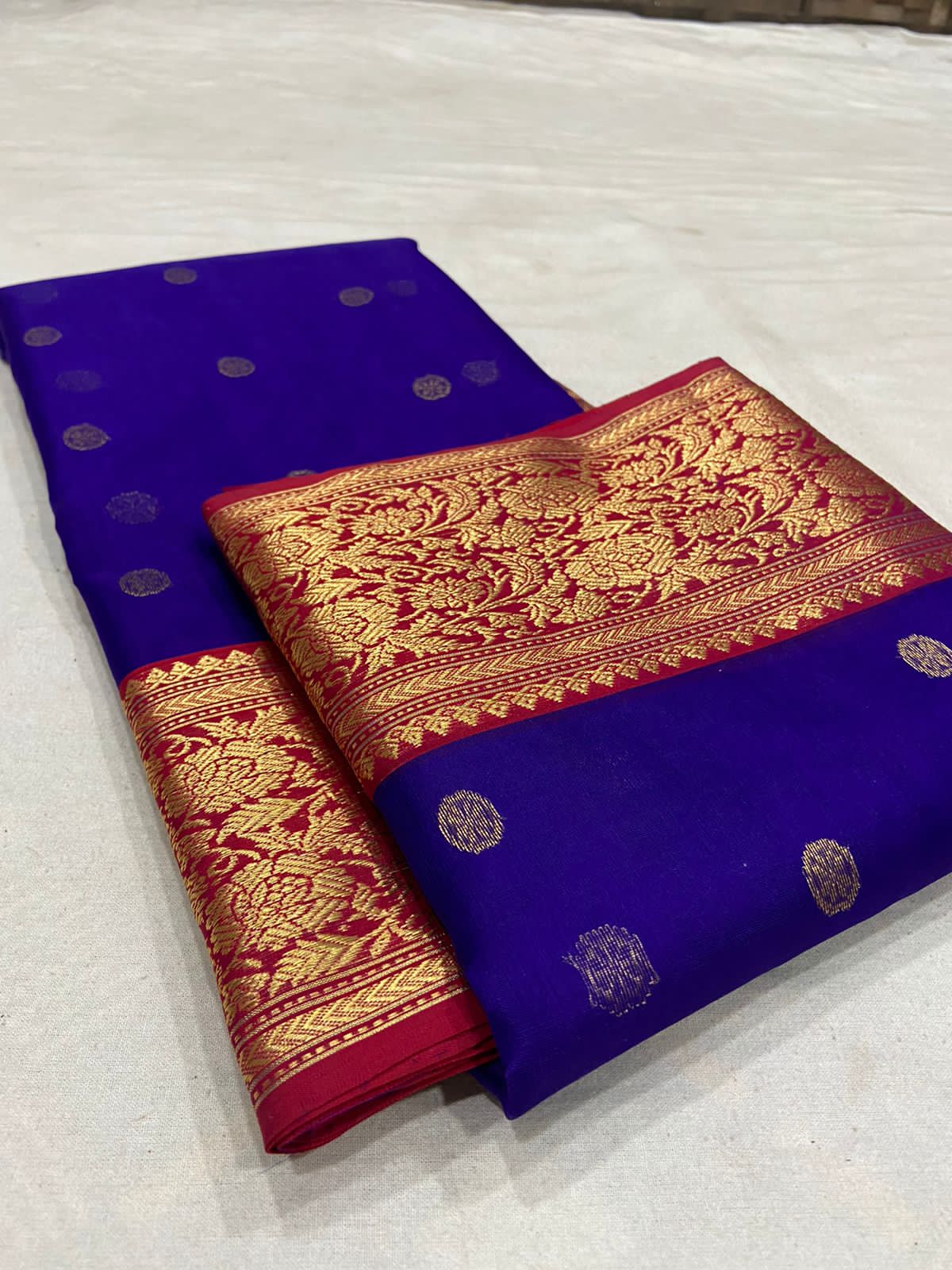 Handwoven Kingfisher Daisy Color Organza Chanderi Katan Silk Saree - Authentic Chanderi silk sarees Chanderi Saree - View 3
