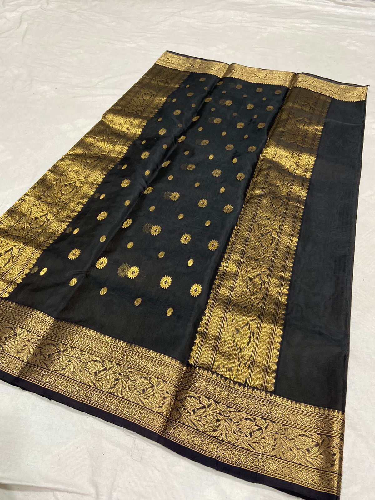 Handwoven Leather Jacket Color Organza Chanderi Katan Silk Saree - Authentic Chanderi silk sarees Chanderi Saree - View 1