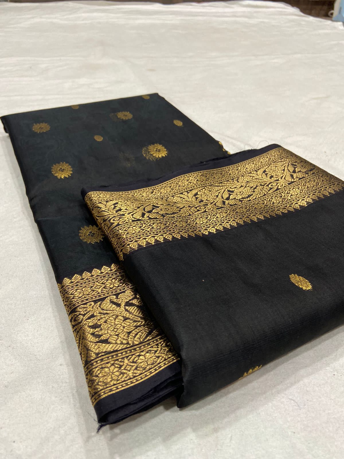 Handwoven Leather Jacket Color Organza Chanderi Katan Silk Saree - Authentic Chanderi silk sarees Chanderi Saree - View 3