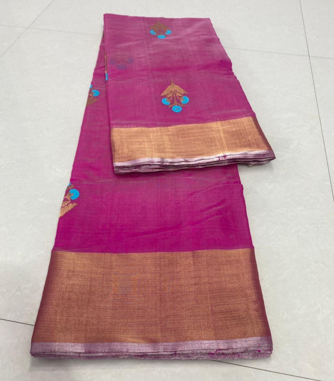 Handwoven Lipstick Color Chanderi Pattu Silk Saree - Authentic Chanderi silk sarees Chanderi Saree - View 3