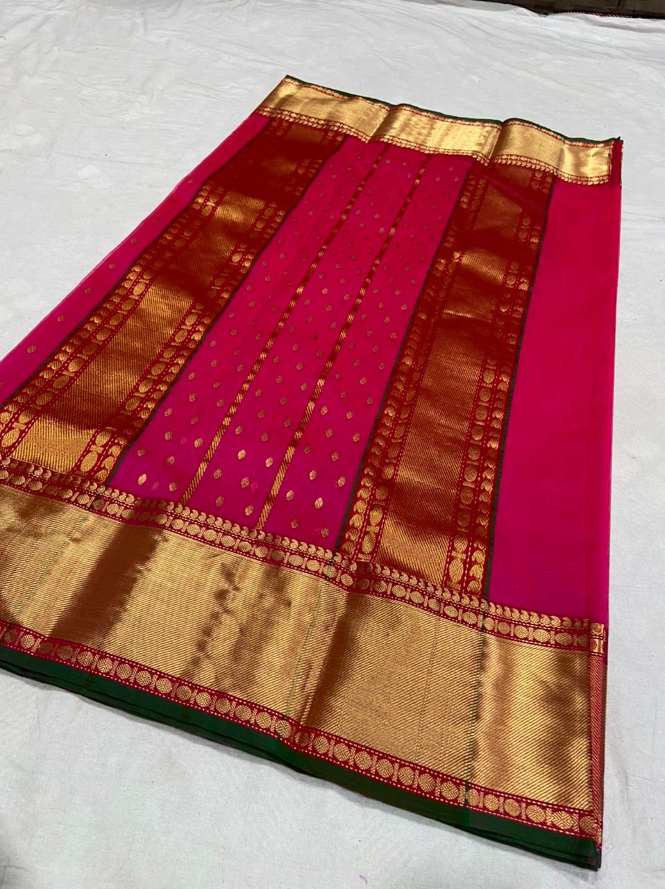 Handwoven Lipstick Color Organza Chanderi Katan Silk Saree - Authentic Chanderi silk sarees Chanderi Saree - View 2