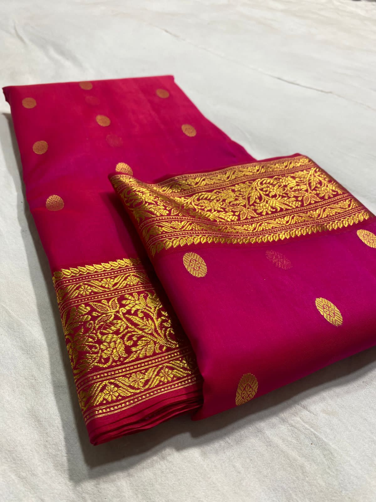 Handwoven Lipstick Color Organza Chanderi Katan Silk Saree - Authentic Chanderi silk sarees Chanderi Saree - View 3