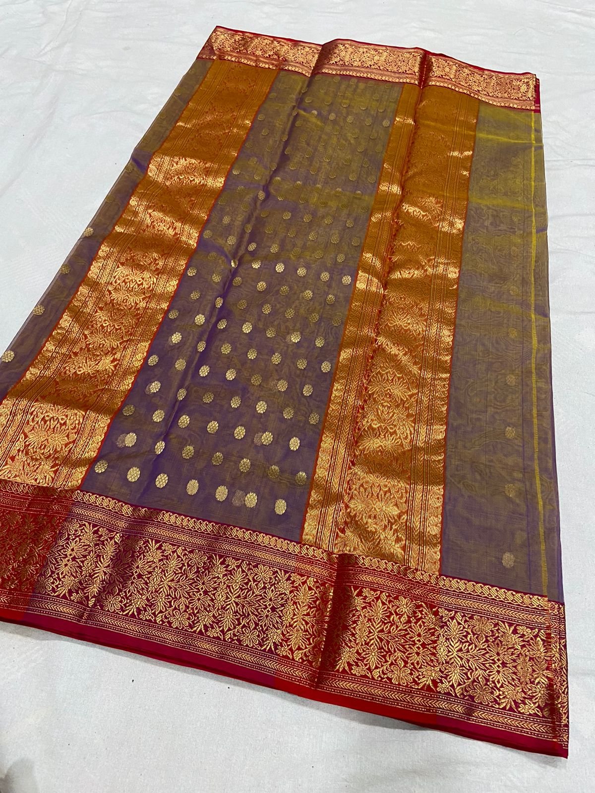 Handwoven Livid Brown Color Organza Chanderi Katan Silk Saree - Authentic Chanderi silk sarees Chanderi Saree - View 2