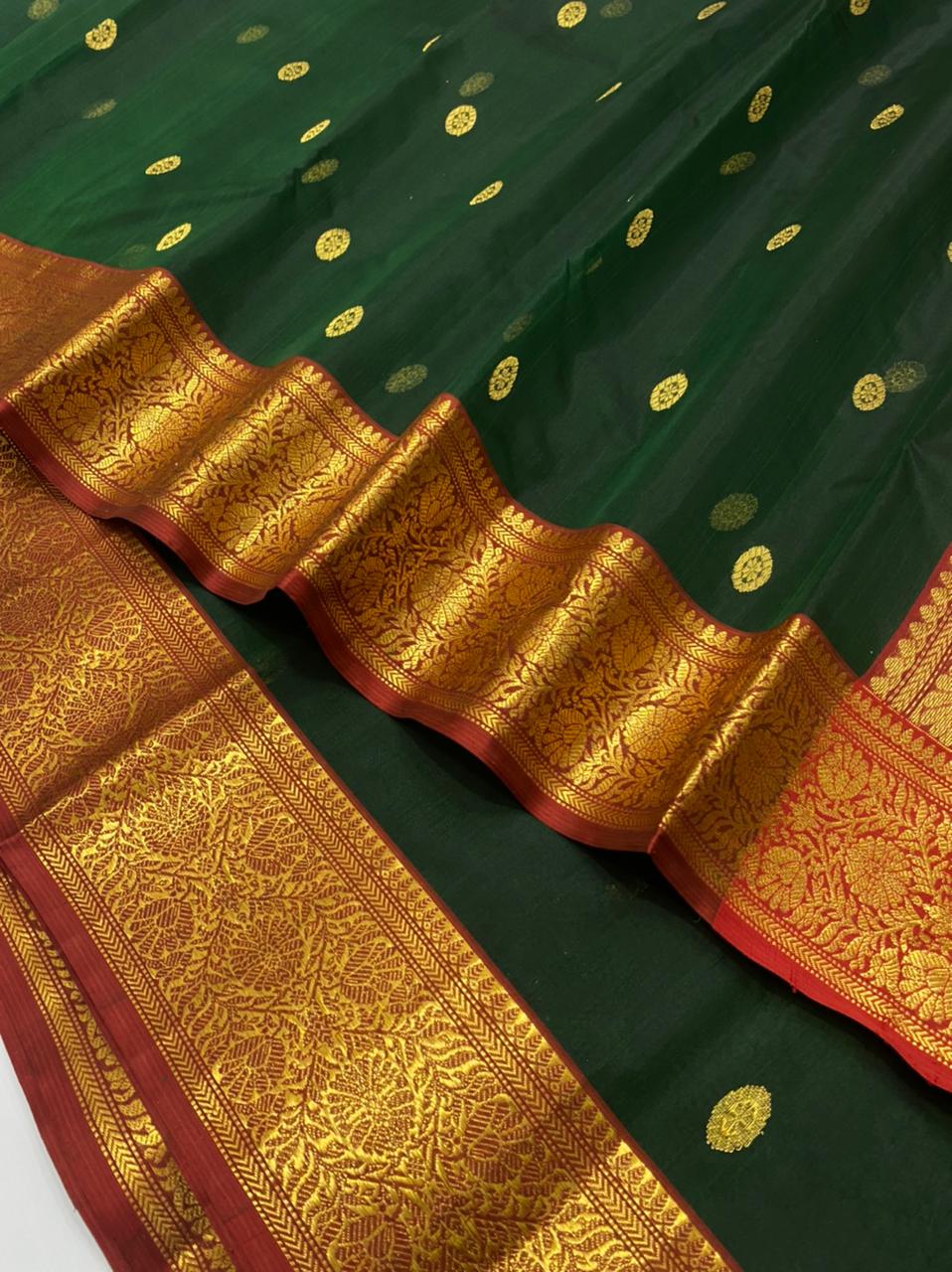 Handwoven Mallard Color Organza Chanderi Katan Silk Saree - Authentic Chanderi silk sarees Chanderi Saree - View 3