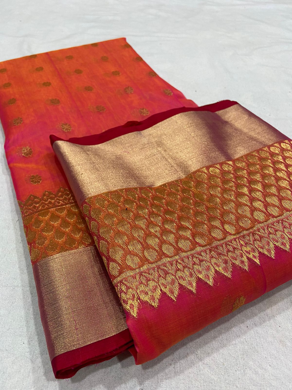 Handwoven Mandy Color Organza Chanderi Katan Silk Saree - Authentic Chanderi silk sarees Chanderi Saree - View 3