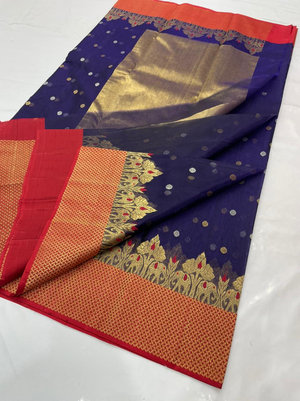 Handwoven Martinique Color Organza Chanderi Katan Silk Saree - Authentic Chanderi silk sarees Chanderi Saree - View 2