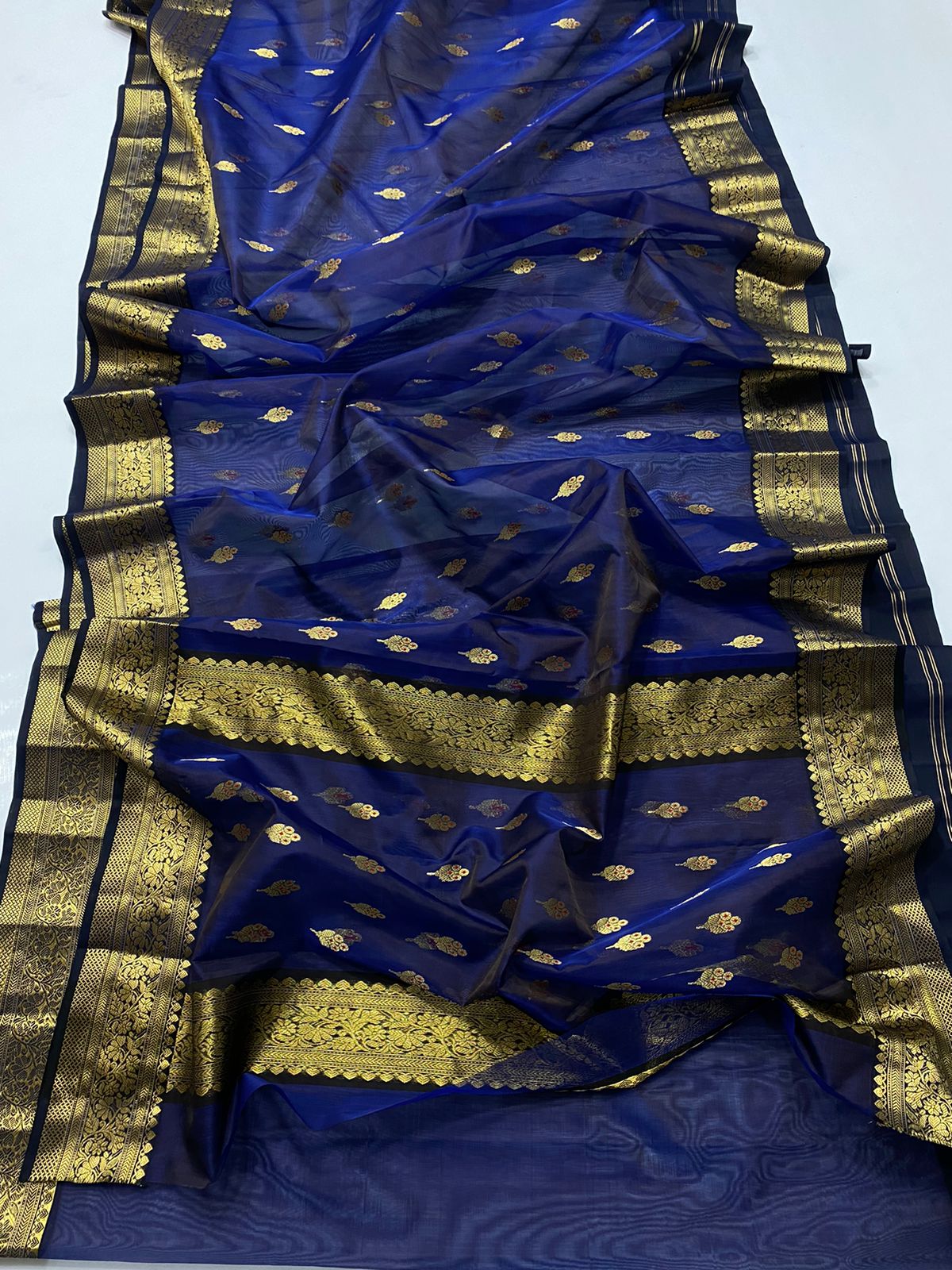 Handwoven Martinique Color Organza Chanderi Katan Silk Saree - Authentic Chanderi silk sarees Chanderi Saree - View 3
