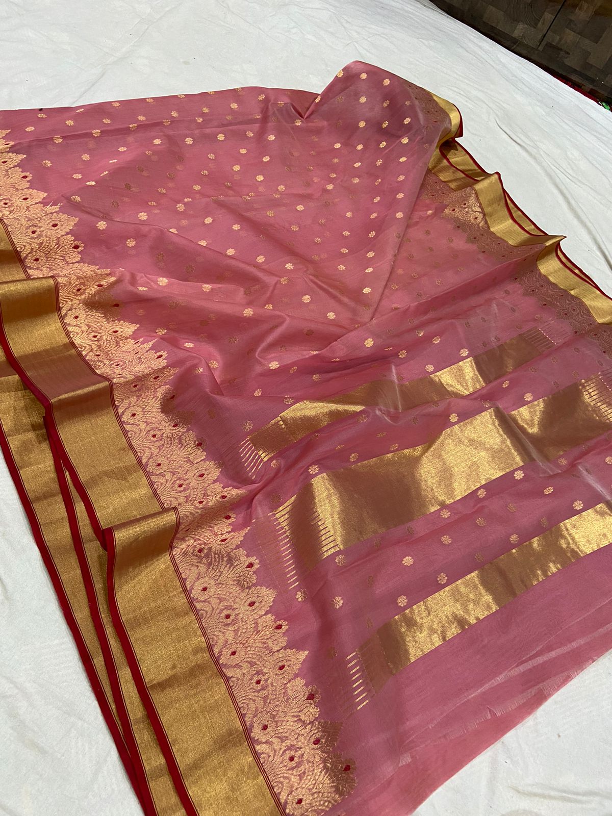 Handwoven Matrix Color Organza Chanderi Katan Silk Saree - Authentic Chanderi silk sarees Chanderi Saree - View 1