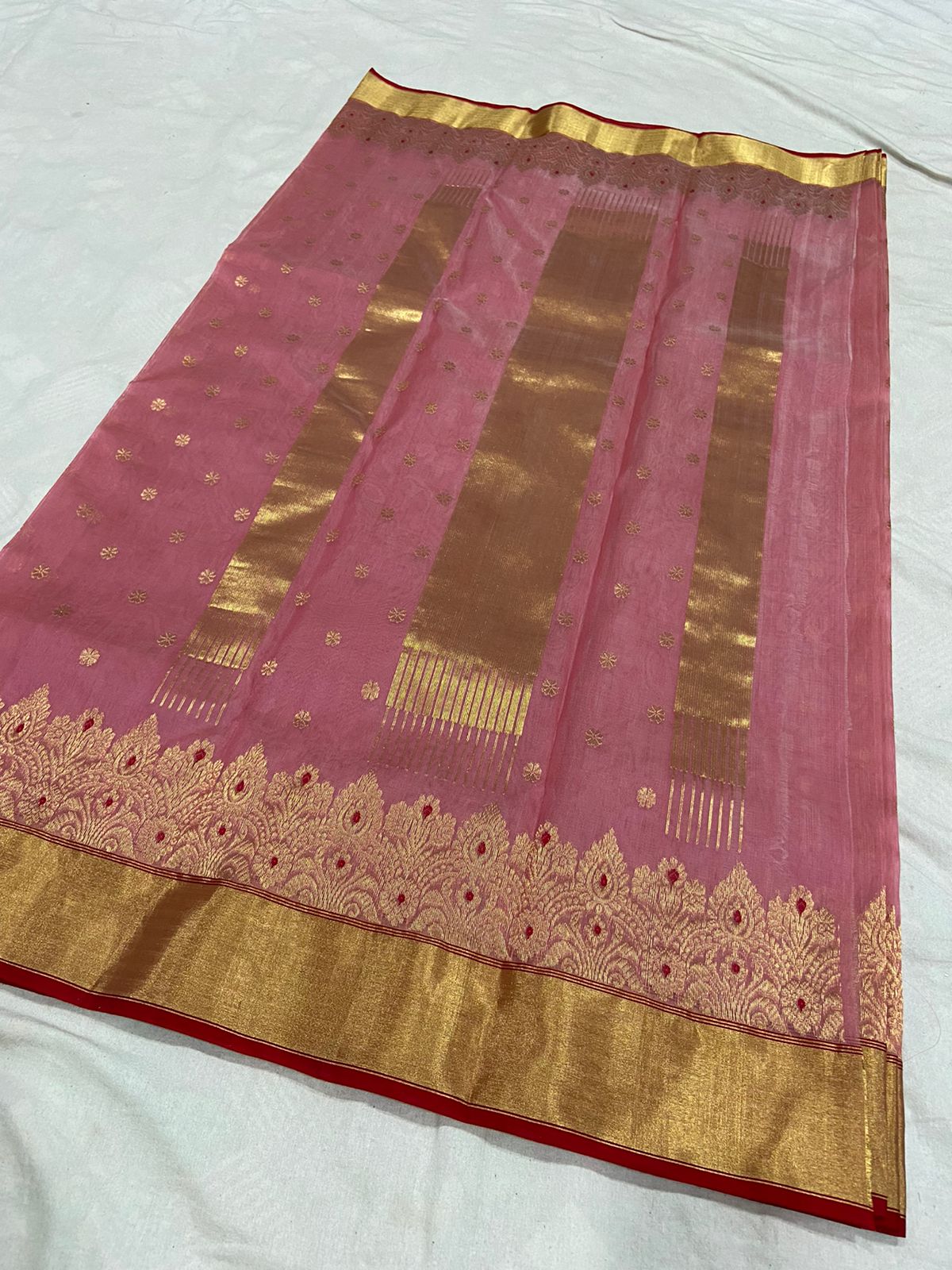 Handwoven Matrix Color Organza Chanderi Katan Silk Saree - Authentic Chanderi silk sarees Chanderi Saree - View 2
