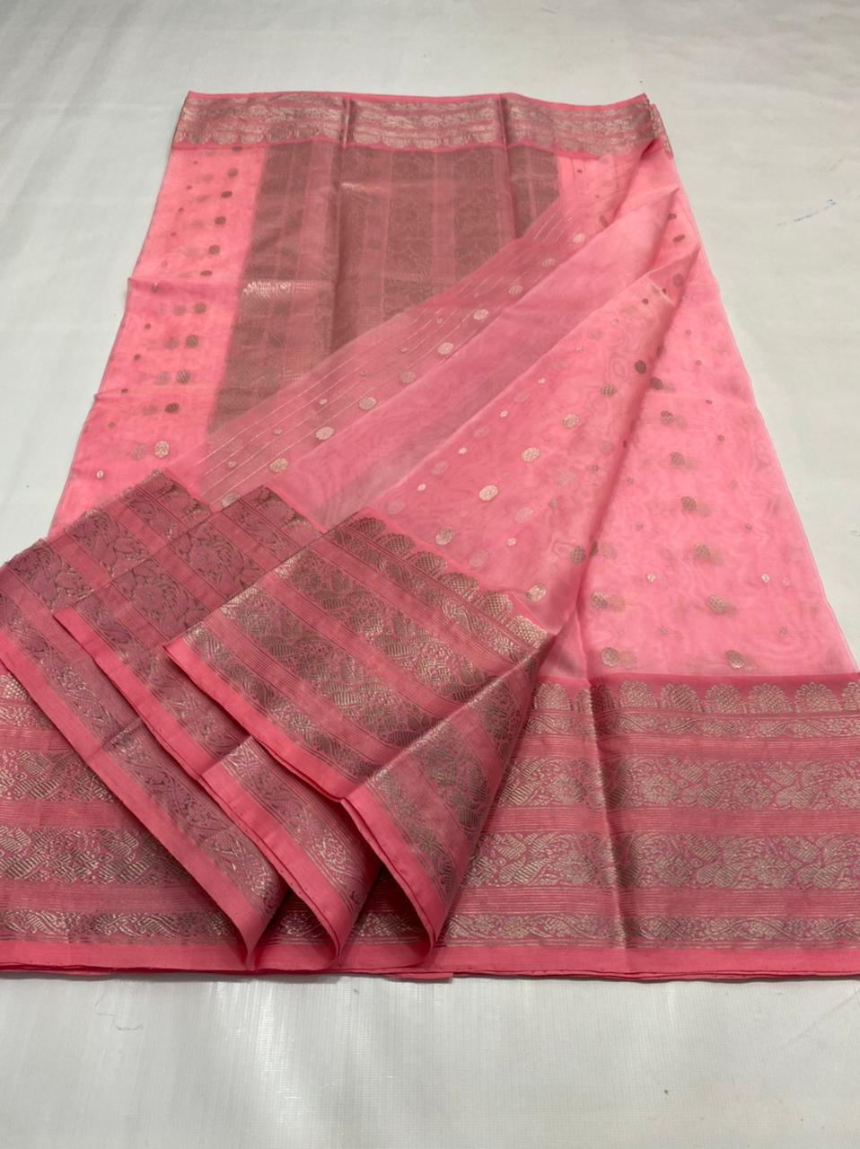 Handwoven Mauvelous Color Organza Chanderi Katan Silk Saree - Authentic Chanderi silk sarees Chanderi Saree - View 2