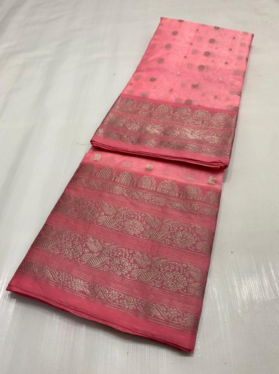 Handwoven Mauvelous Color Organza Chanderi Katan Silk Saree - Authentic Chanderi silk sarees Chanderi Saree - View 3