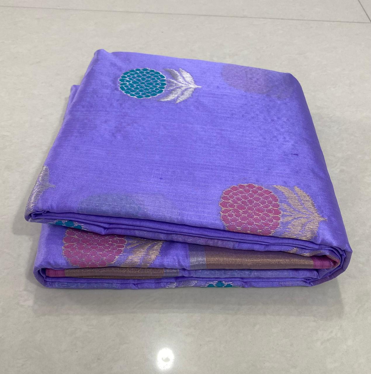 Handwoven Purple Medium Purple Color Chanderi Pattu Silk Saree - Authentic Chanderi silk sarees Chanderi Saree - View 3