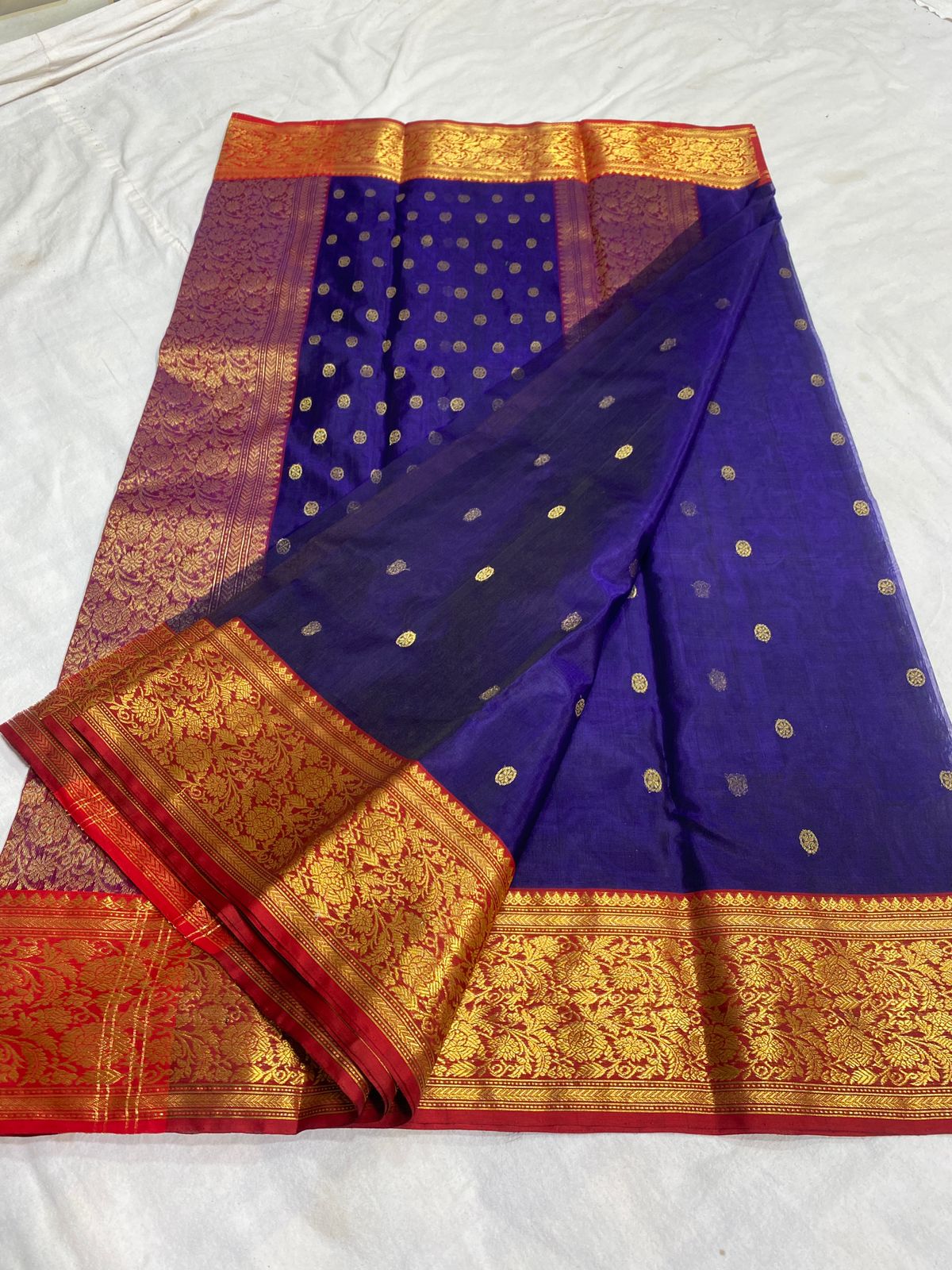 Handwoven Meteorite Color Organza Chanderi Katan Silk Saree - Authentic Chanderi silk sarees Chanderi Saree - View 3