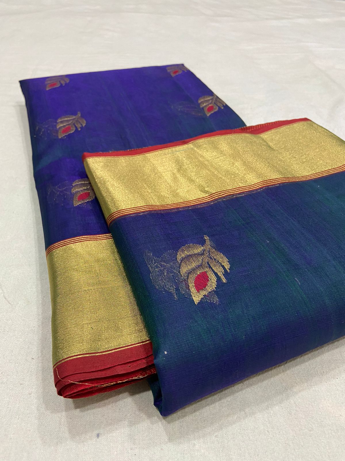 Handwoven Blue Midnight Blue Color Organza Chanderi Katan Silk Saree - Authentic Chanderi silk sarees Chanderi Saree - View 3
