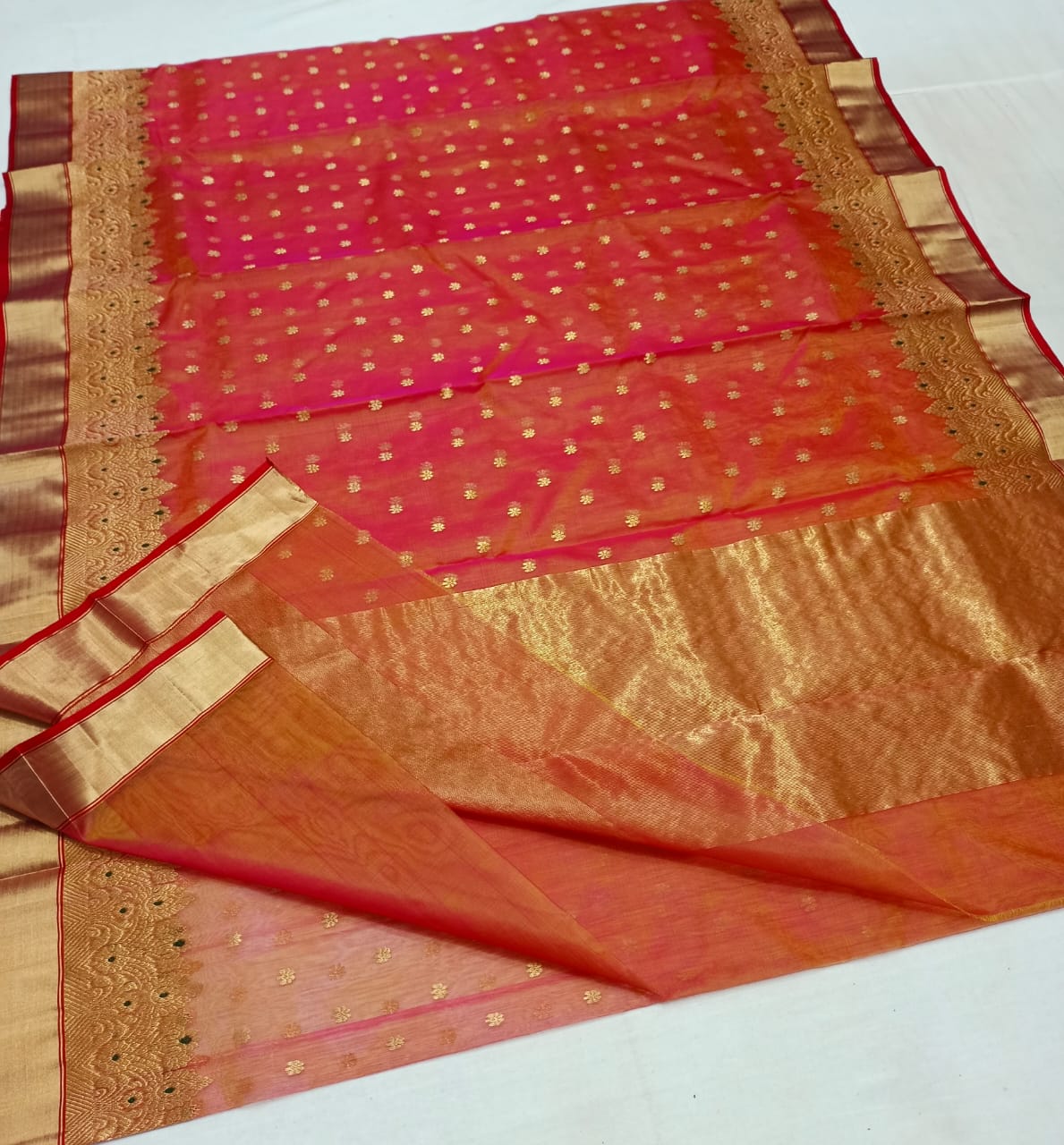 Handwoven Mojo Color Organza Chanderi Katan Silk Saree - Authentic Chanderi silk sarees Chanderi Saree - View 1