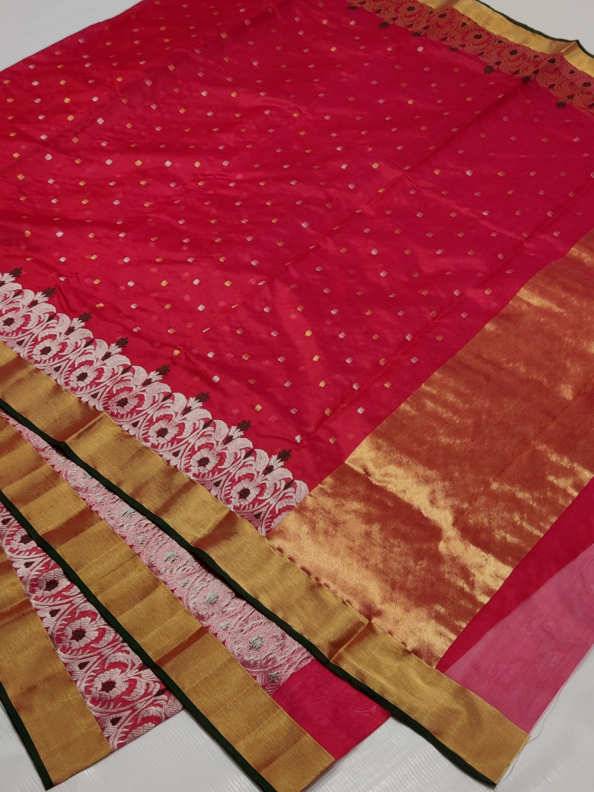 Handwoven Monarch Color Chanderi Pattu Silk Saree - Authentic Chanderi silk sarees Chanderi Saree - View 1
