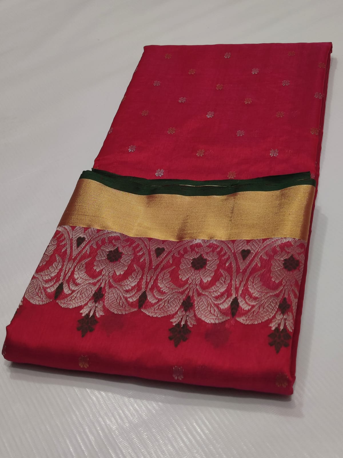 Handwoven Monarch Color Chanderi Pattu Silk Saree - Authentic Chanderi silk sarees Chanderi Saree - View 3