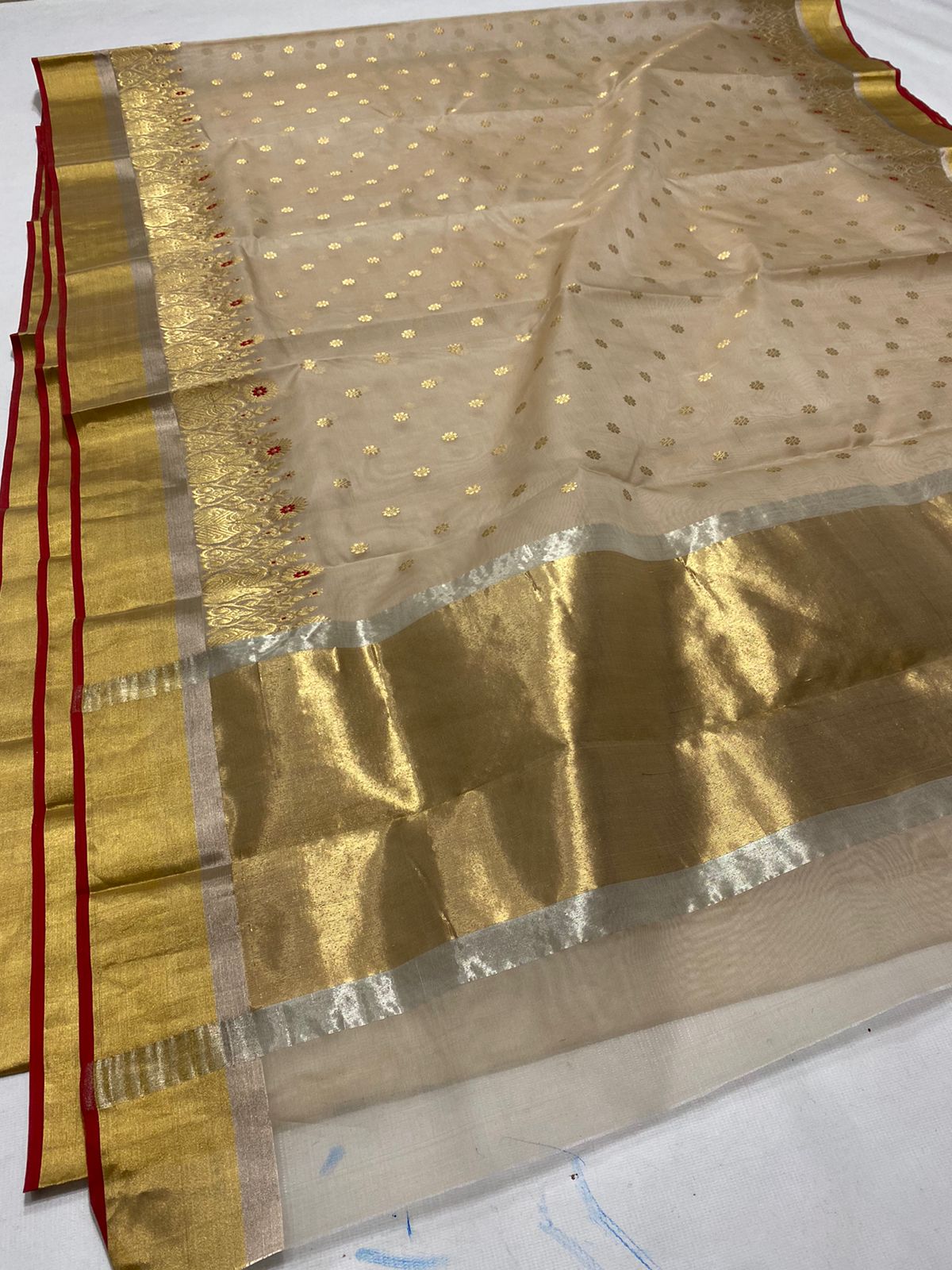 Handwoven Mongoose Color Organza Chanderi Katan Silk Saree - Authentic Chanderi silk sarees Chanderi Saree