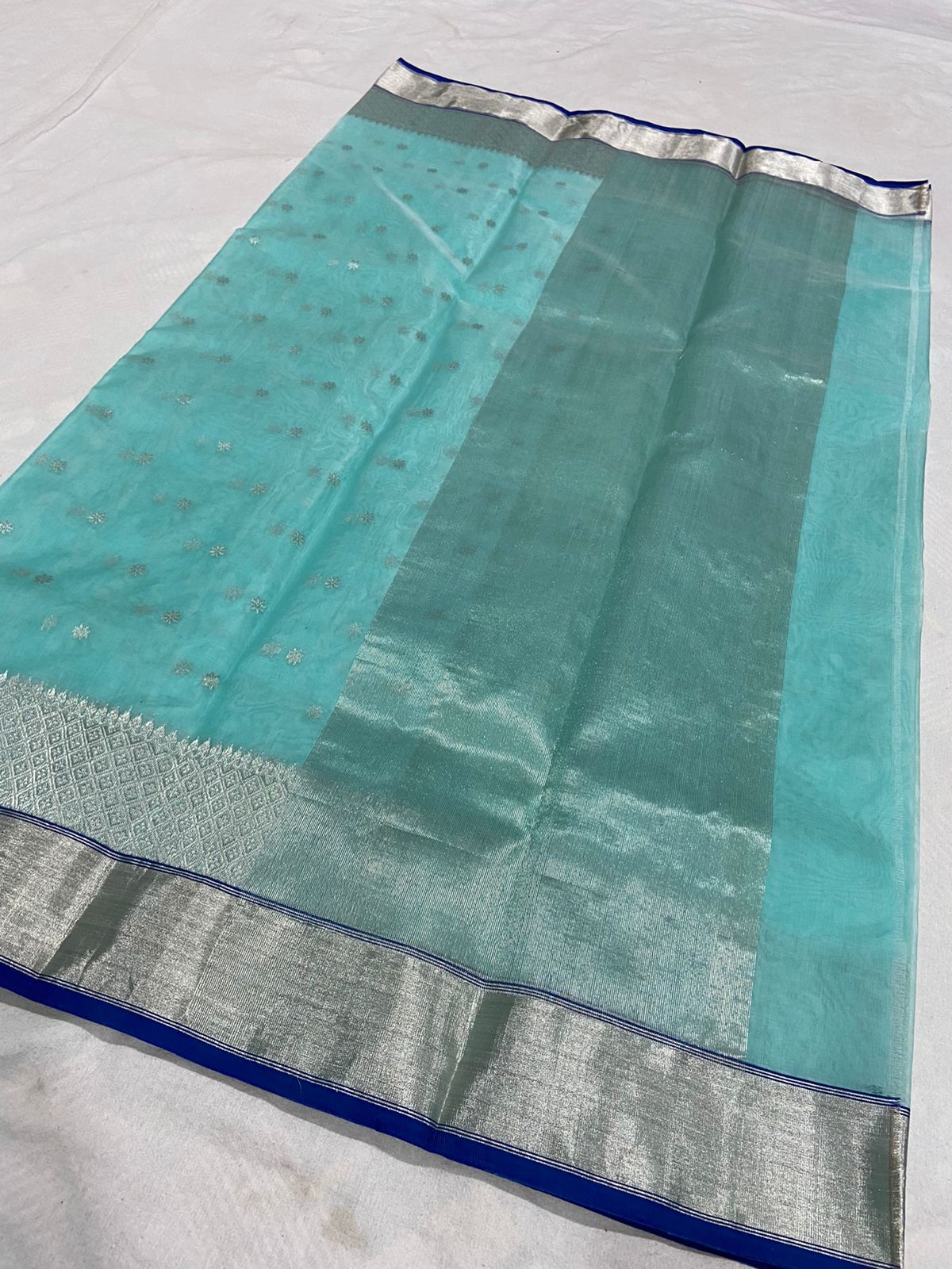 Handwoven Monte Carlo Color Organza Chanderi Katan Silk Saree - Authentic Chanderi silk sarees Chanderi Saree - View 2