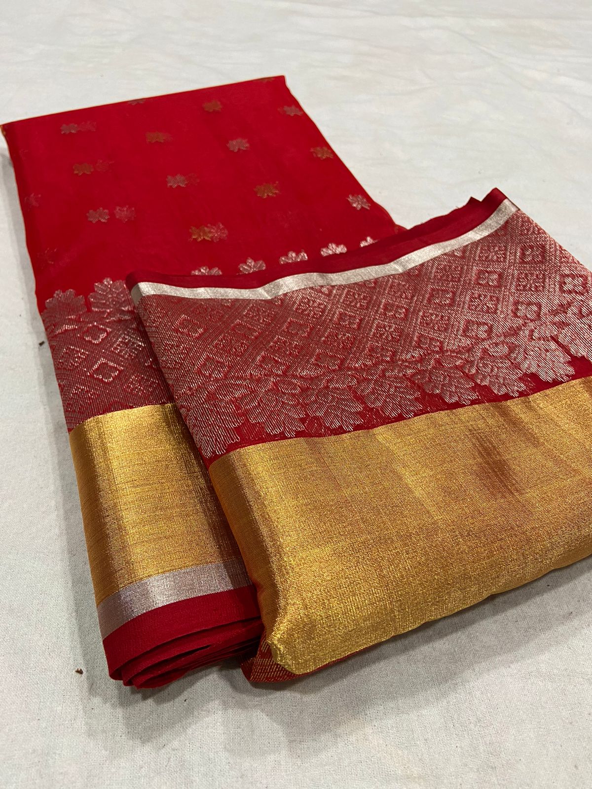 Handwoven Monza Color Organza Chanderi Katan Silk Saree - Authentic Chanderi silk sarees Chanderi Saree - View 2