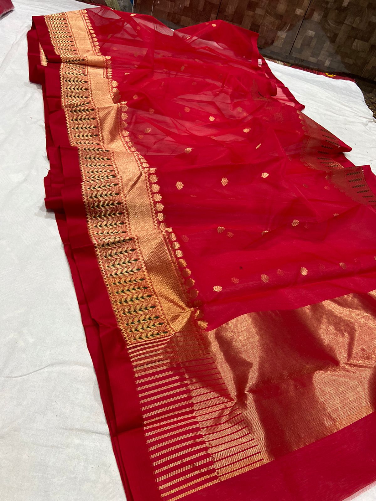 Handwoven Monza Color Organza Chanderi Katan Silk Saree - Authentic Chanderi silk sarees Chanderi Saree