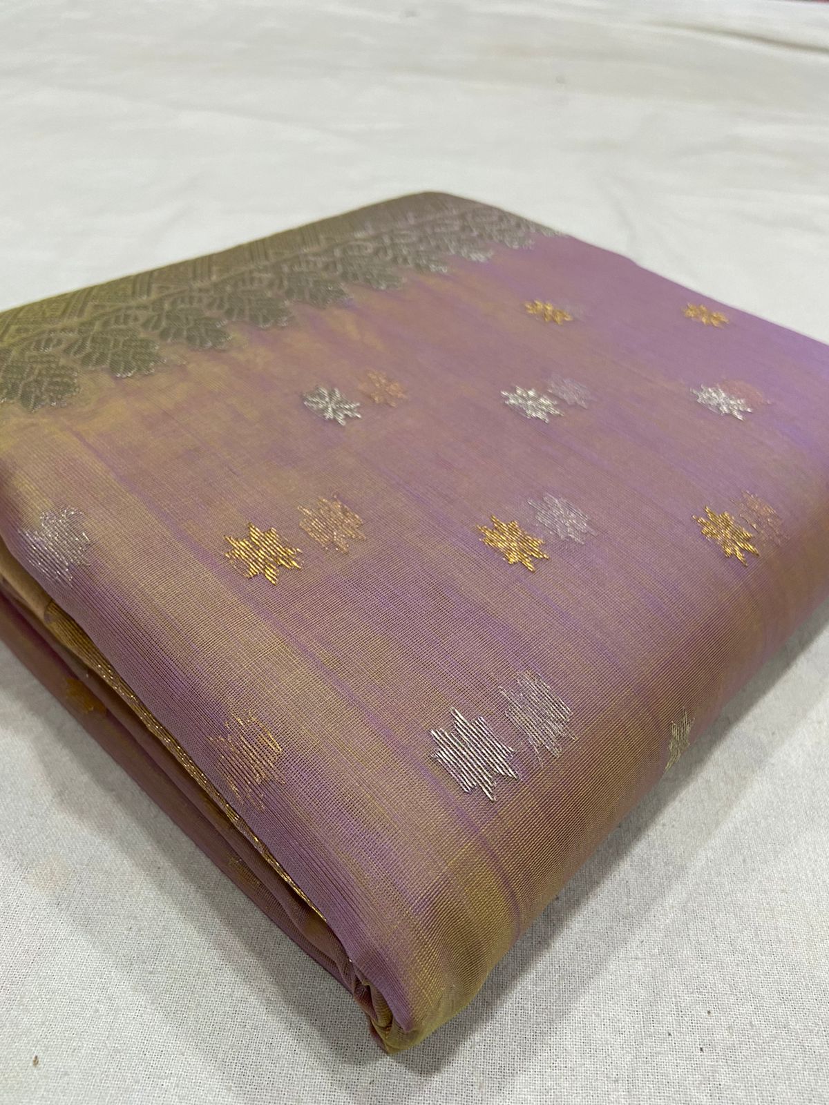 Handwoven Pink Mountbatten Pink Color Organza Chanderi Katan Silk Saree - Authentic Chanderi silk sarees Chanderi Saree - View 3