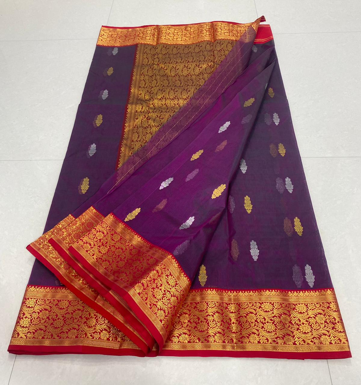 Handwoven Mulberry Wood Color Organza Chanderi Katan Silk Saree - Authentic Chanderi silk sarees Chanderi Saree - View 2