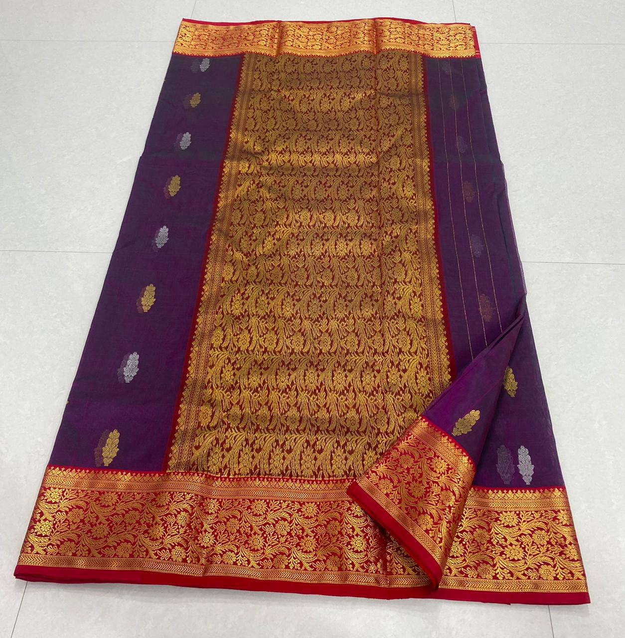 Handwoven Mulberry Wood Color Organza Chanderi Katan Silk Saree - Authentic Chanderi silk sarees Chanderi Saree - View 3