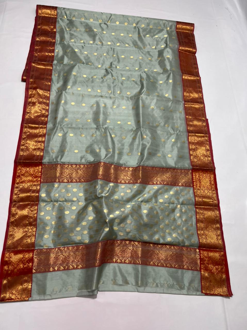 Handwoven Mummys Tomb Color Chanderi Pattu Silk Saree - Authentic Chanderi silk sarees Chanderi Saree - View 2