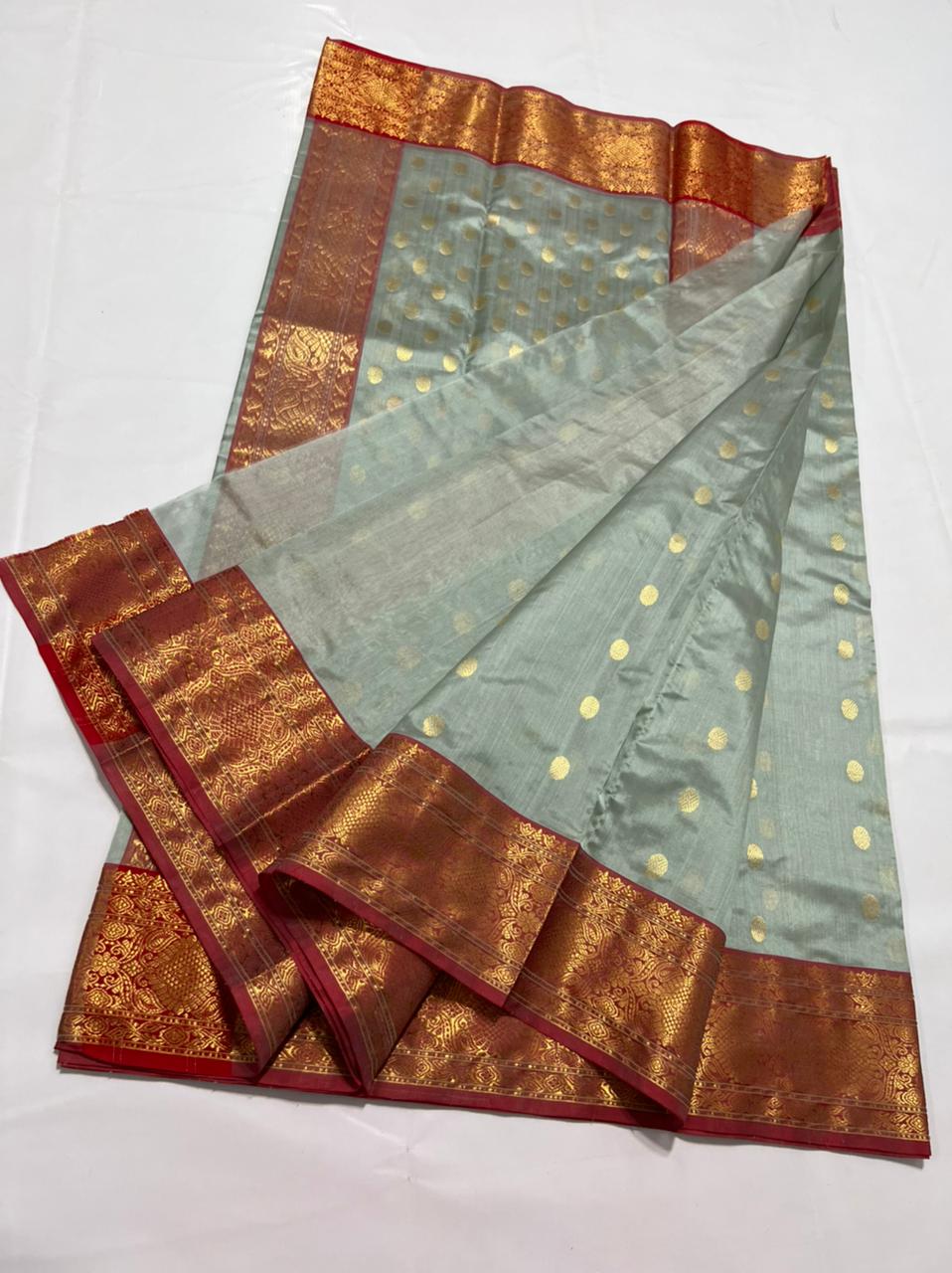 Handwoven Mummys Tomb Color Chanderi Pattu Silk Saree - Authentic Chanderi silk sarees Chanderi Saree - View 3