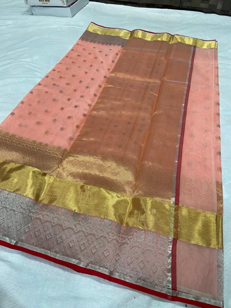 Handwoven Pink My Pink Color Organza Chanderi Katan Silk Saree - Authentic Chanderi silk sarees Chanderi Saree