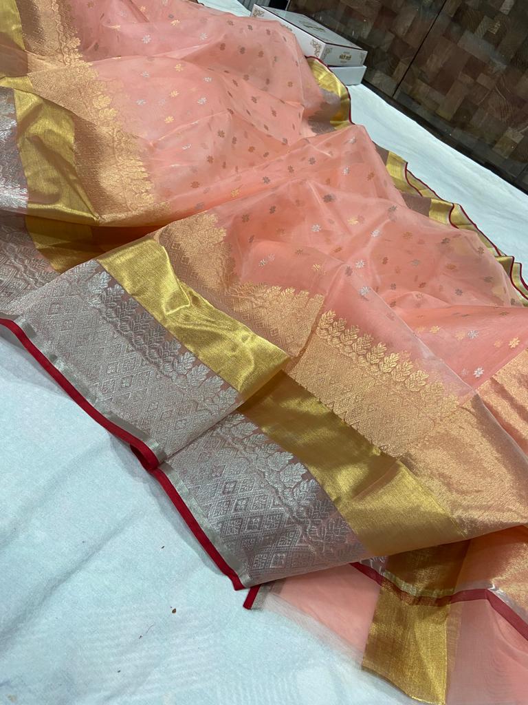 Handwoven Pink My Pink Color Organza Chanderi Katan Silk Saree - Authentic Chanderi silk sarees Chanderi Saree - View 2