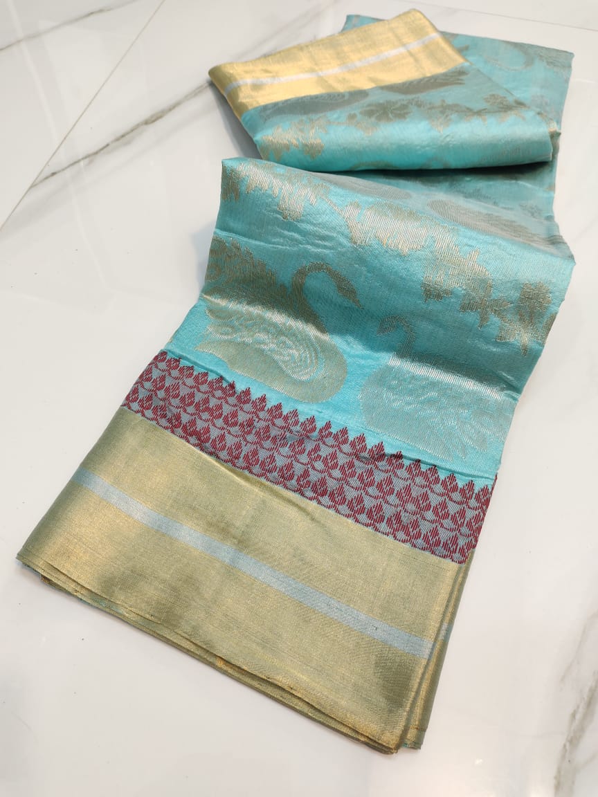 Handwoven Neptune Color Chanderi Pattu Silk Saree - Authentic Chanderi silk sarees Chanderi Saree - View 3