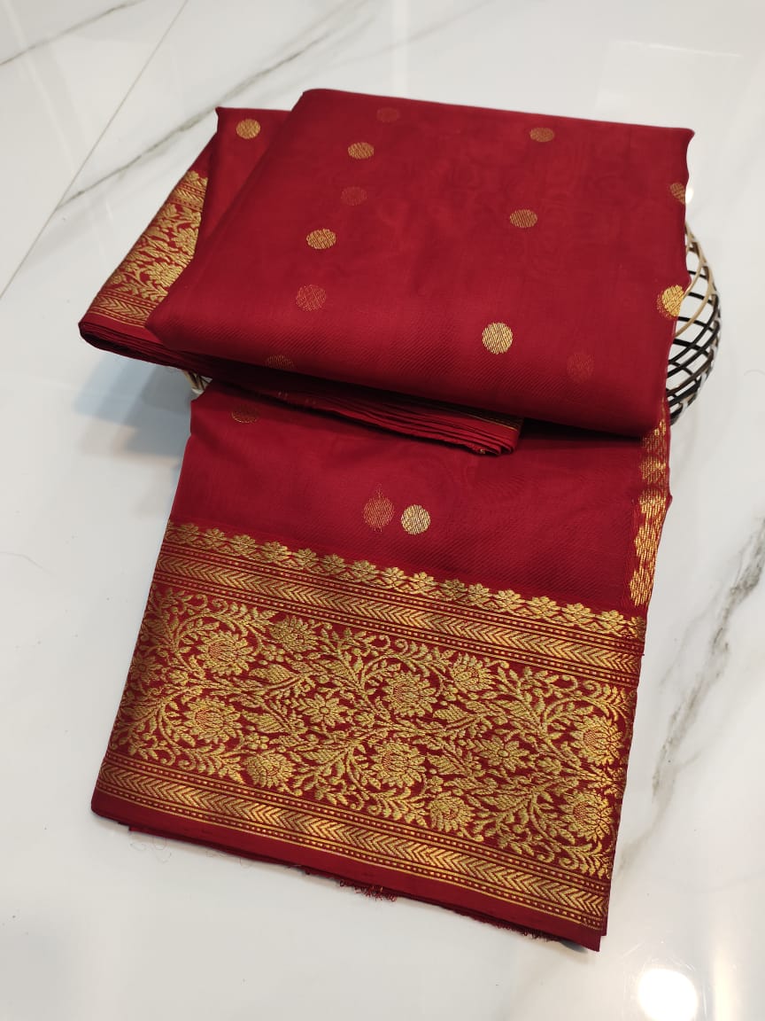 Handwoven Old Brick Color Organza Chanderi Katan Silk Saree - Authentic Chanderi silk sarees Chanderi Saree - View 3