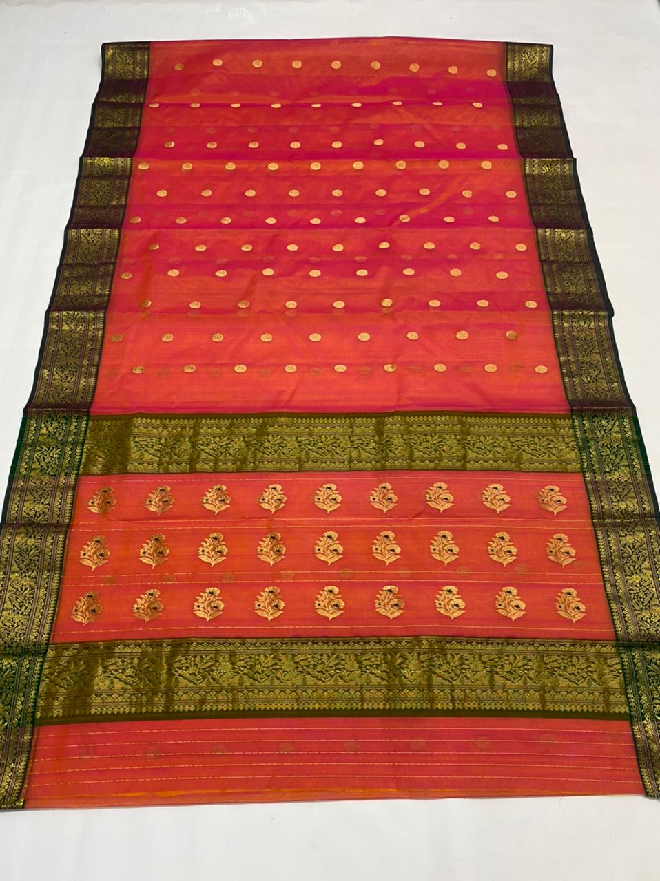 Handwoven Orange Orange Soda Color Organza Chanderi Katan Silk Saree - Authentic Chanderi silk sarees Chanderi Saree - View 2