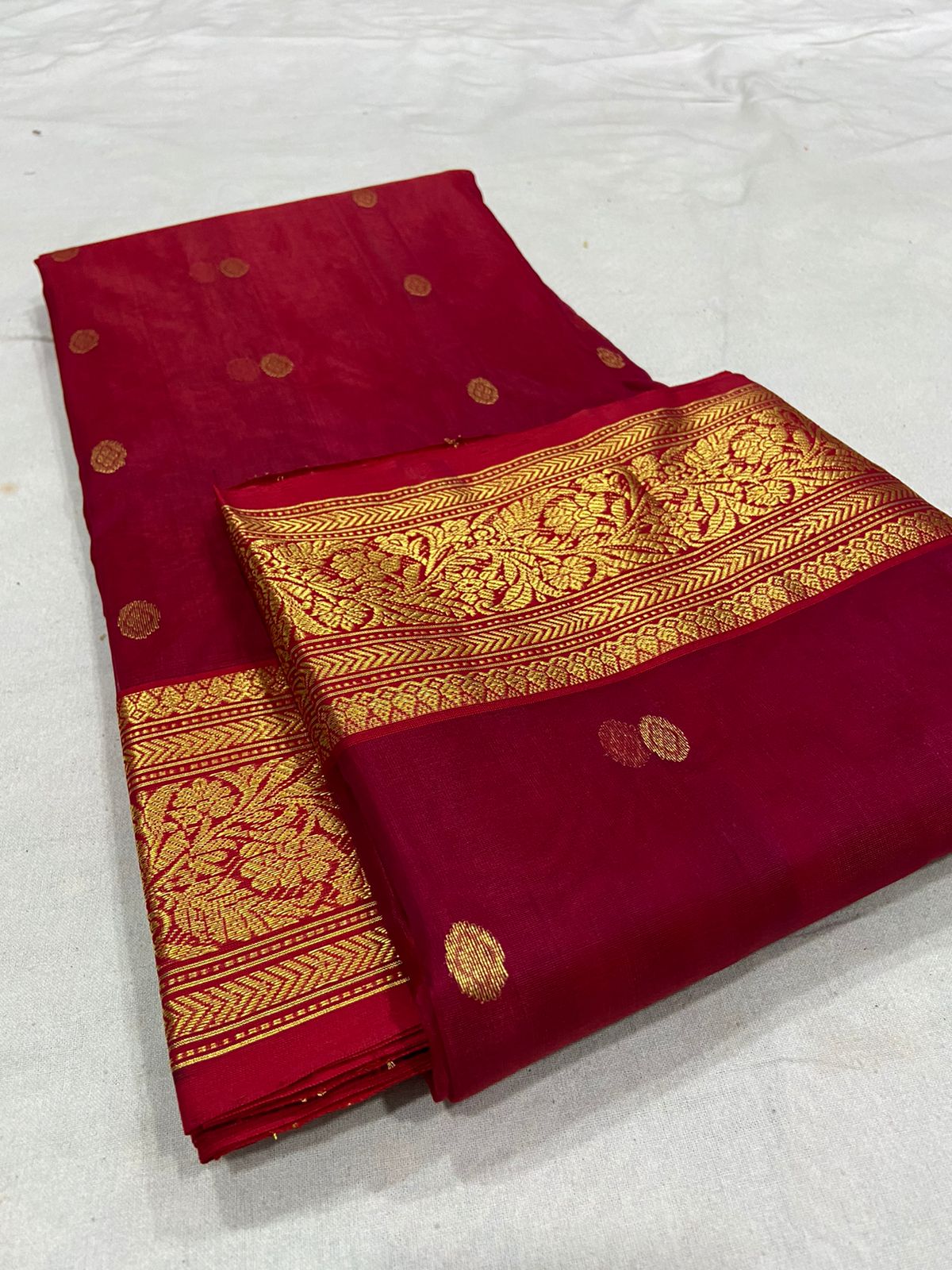 Handwoven Paprika Color Organza Chanderi Katan Silk Saree - Authentic Chanderi silk sarees Chanderi Saree - View 3