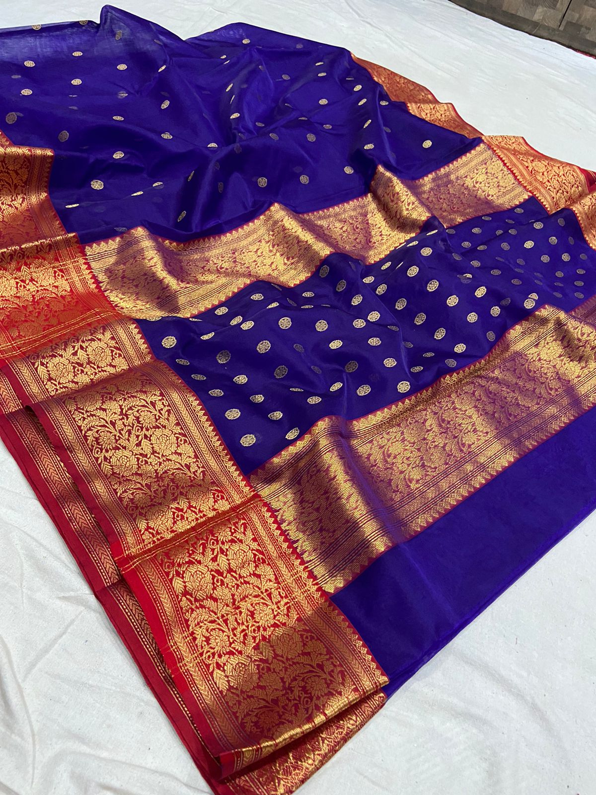 Handwoven Paris M Color Organza Chanderi Katan Silk Saree - Authentic Chanderi silk sarees Chanderi Saree - View 3