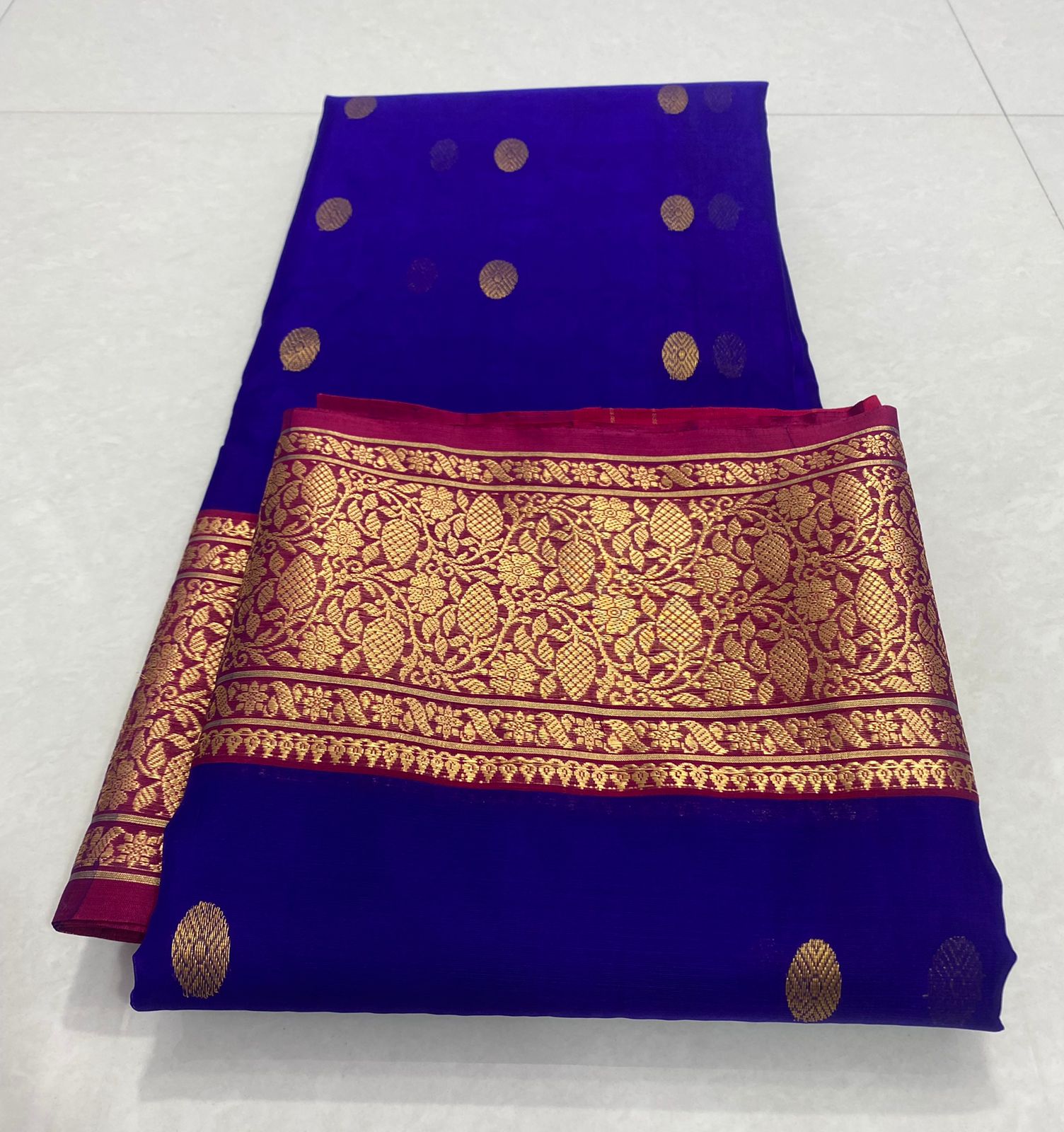 Handwoven Paua Color Organza Chanderi Katan Silk Saree - Authentic Chanderi silk sarees Chanderi Saree - View 3