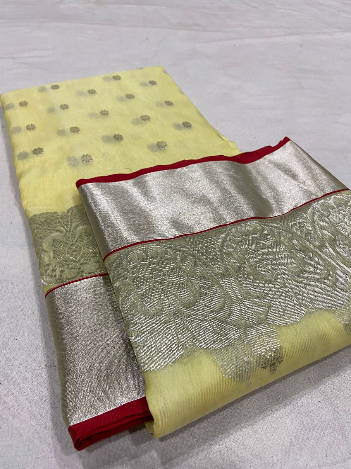 Handwoven Pine Glade Color Organza Chanderi Katan Silk Saree - Authentic Chanderi silk sarees Chanderi Saree - View 3