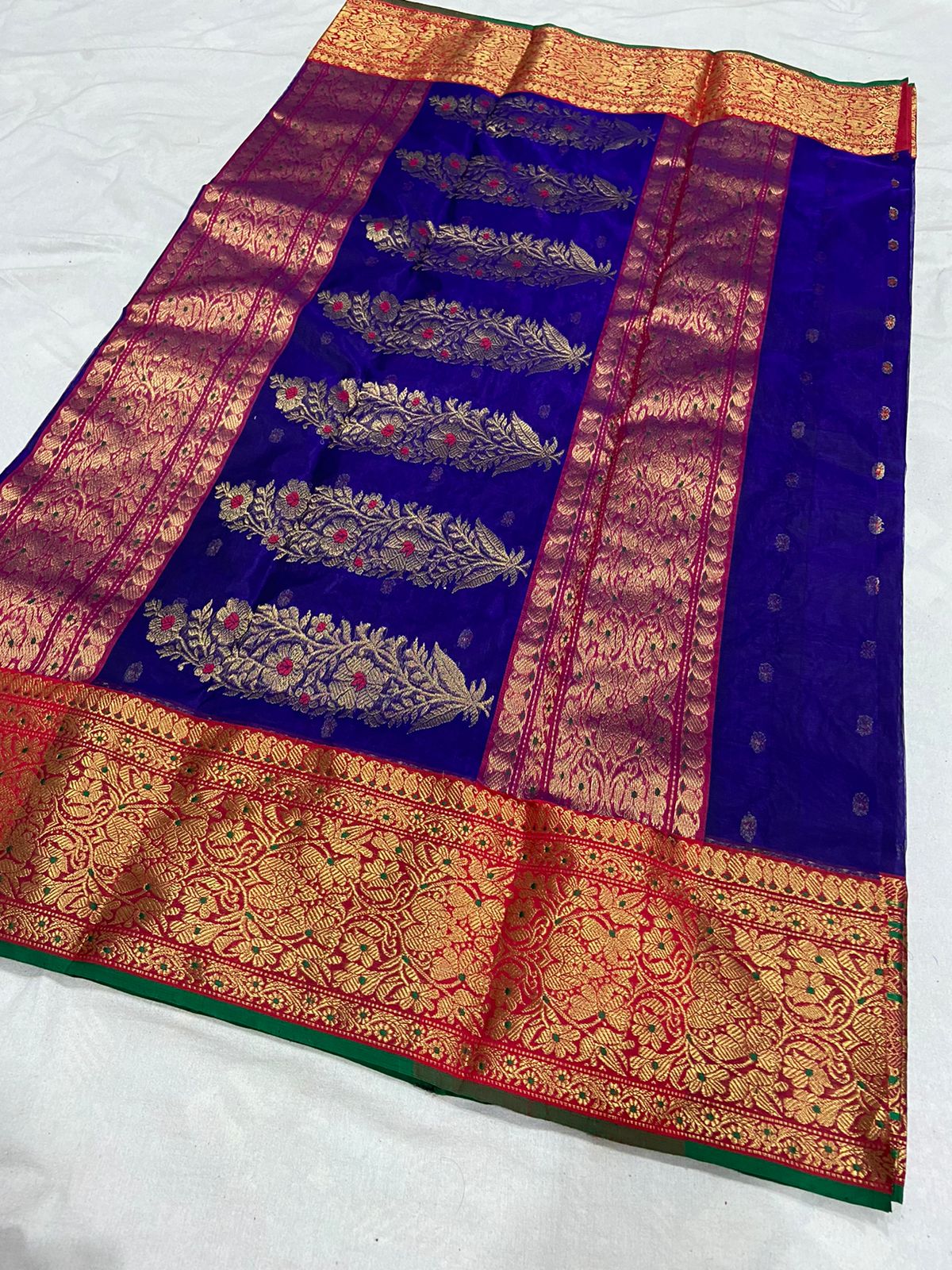 Handwoven Pixie Powder Color Organza Chanderi Katan Silk Saree - Authentic Chanderi silk sarees Chanderi Saree - View 2
