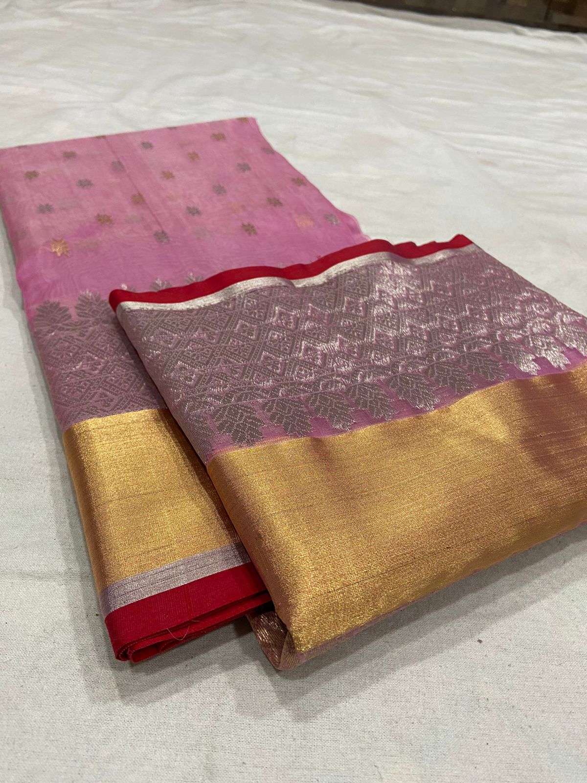 Handwoven Puce Color Organza Chanderi Katan Silk Saree - Authentic Chanderi silk sarees Chanderi Saree - View 3