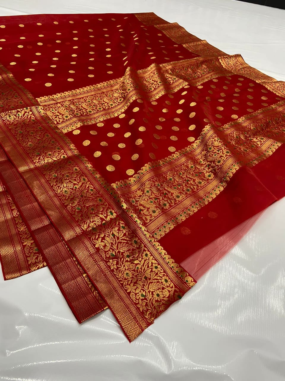 Handwoven Red Red Oxide Color Organza Chanderi Katan Silk Saree - Authentic Chanderi silk sarees Chanderi Saree - View 2