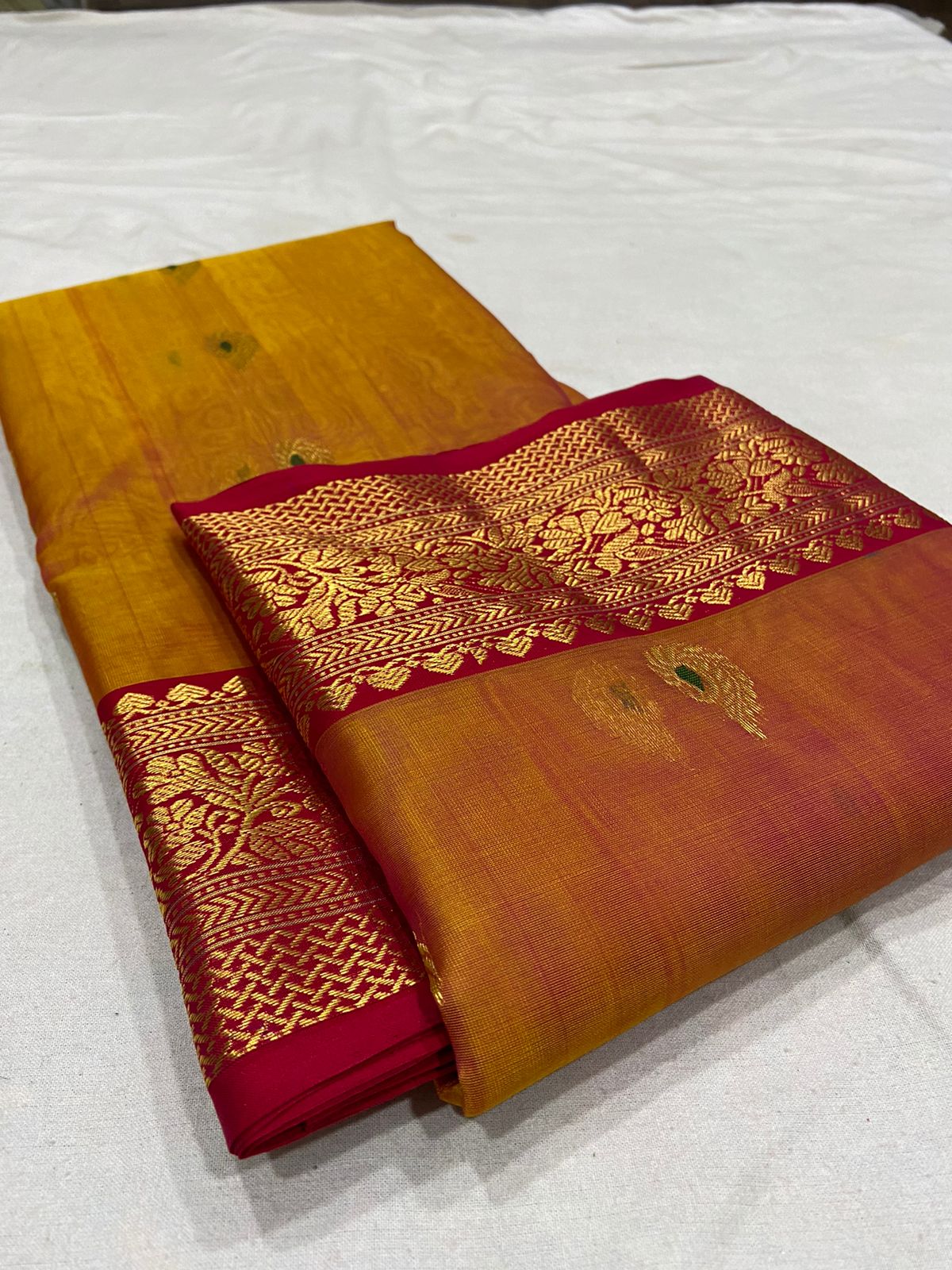 Handwoven Reno Sand Color Organza Chanderi Katan Silk Saree - Authentic Chanderi silk sarees Chanderi Saree - View 3