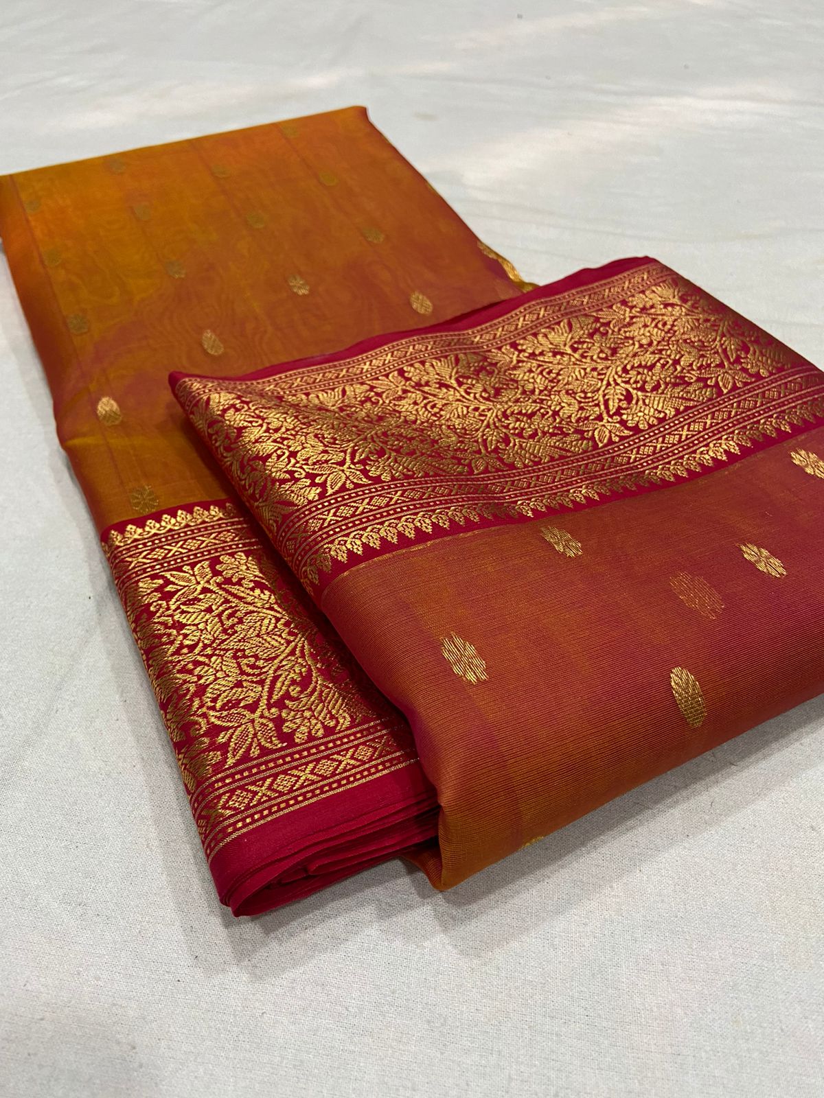 Handwoven Roof Terracotta Color Organza Chanderi Katan Silk Saree - Authentic Chanderi silk sarees Chanderi Saree - View 3