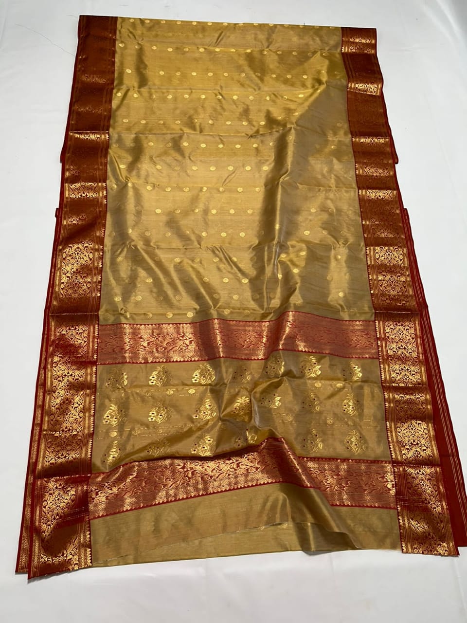 Handwoven Roti Color Chanderi Pattu Silk Saree - Authentic Chanderi silk sarees Chanderi Saree