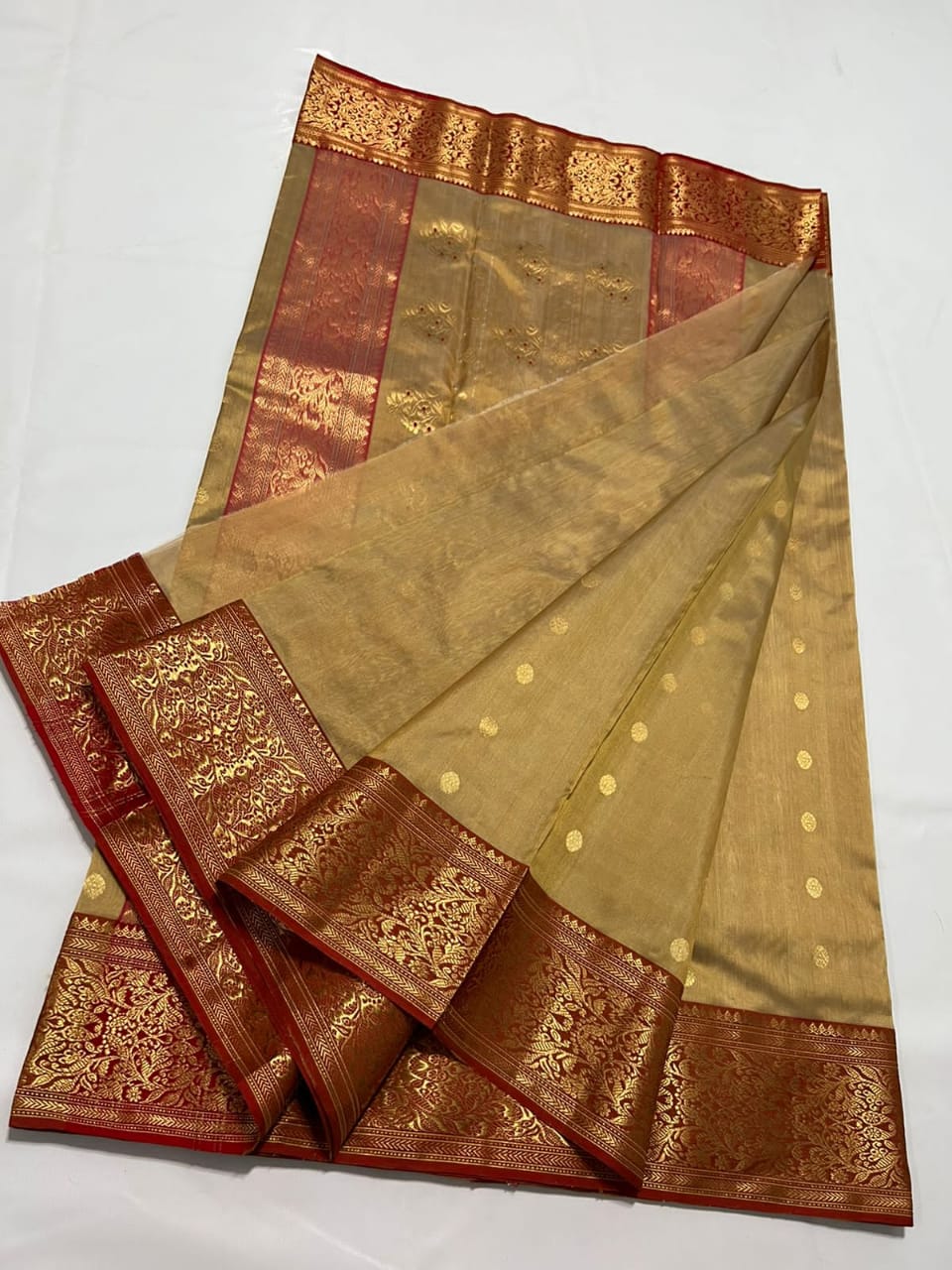 Handwoven Roti Color Chanderi Pattu Silk Saree - Authentic Chanderi silk sarees Chanderi Saree - View 2