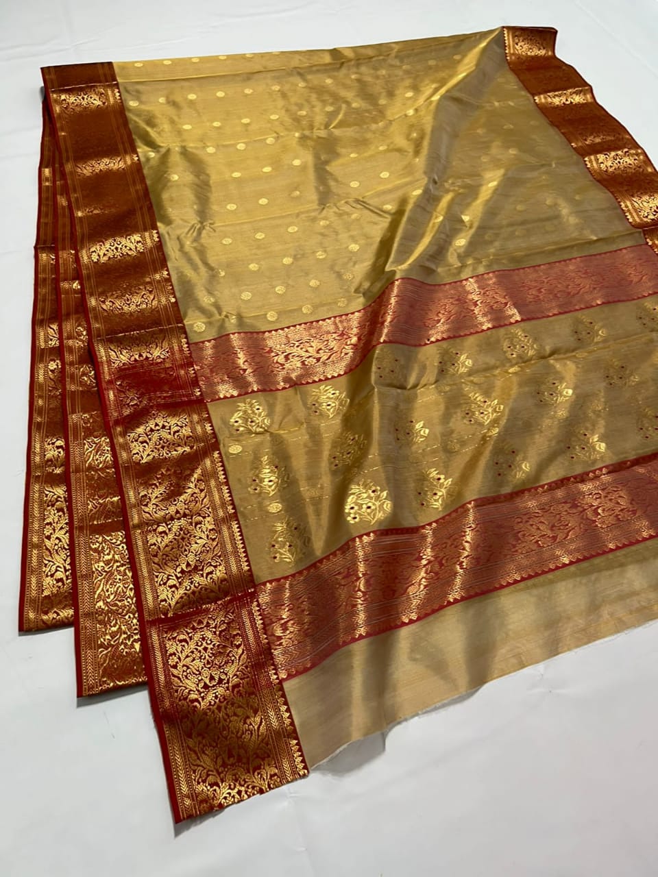Handwoven Roti Color Chanderi Pattu Silk Saree - Authentic Chanderi silk sarees Chanderi Saree - View 3