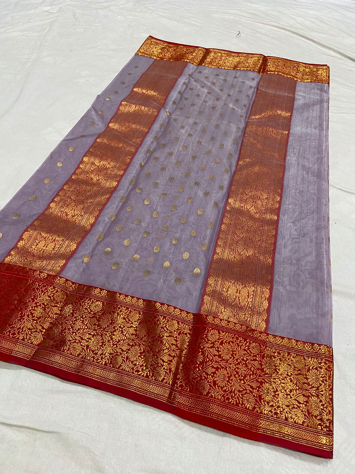 Handwoven Rum Color Organza Chanderi Katan Silk Saree - Authentic Chanderi silk sarees Chanderi Saree